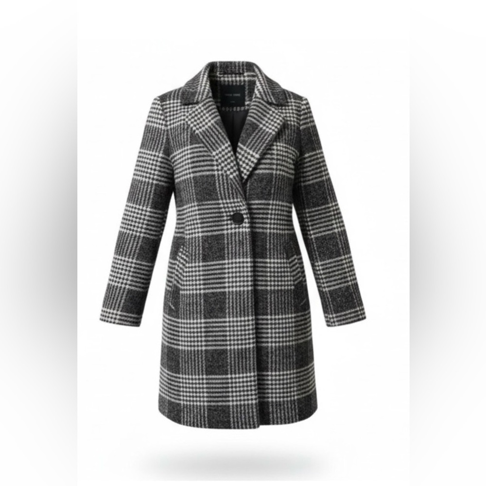 Love Tree Black & White Plaid Coat – Size Large
